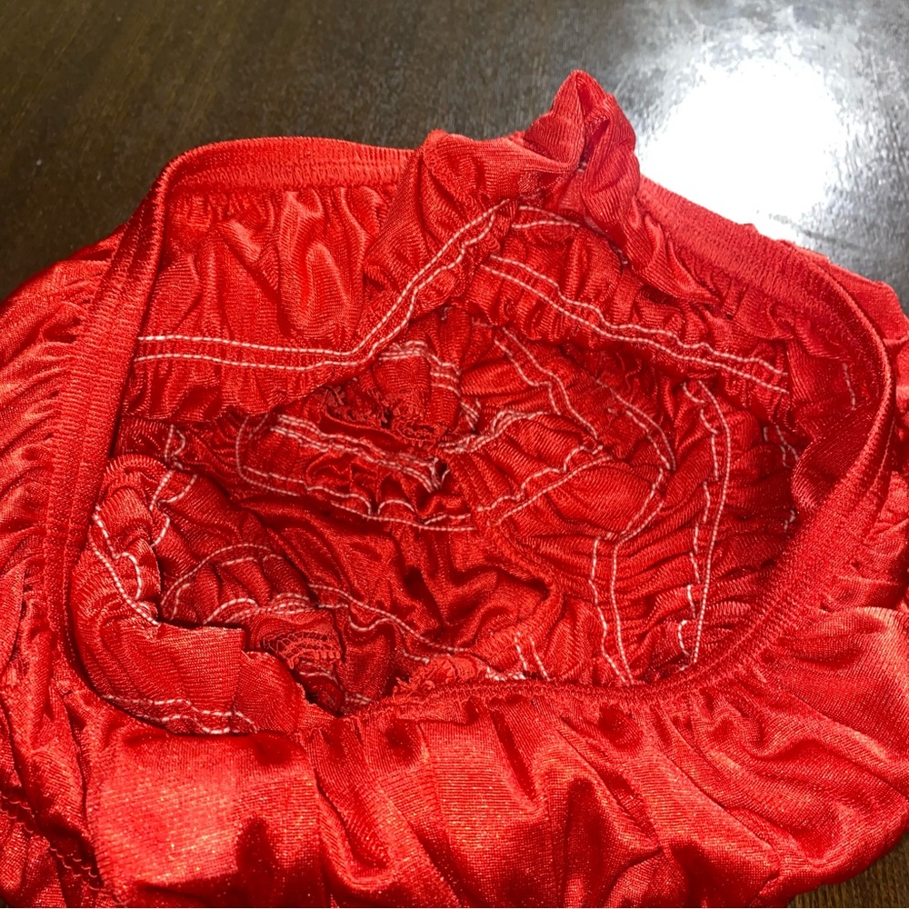 Vtg Malco Modes Red Ruffled Lace Cotton Pettipants Bloomers Panties Medium - Picture 3 of 8